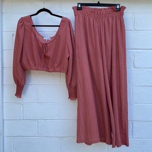 NEW no tags | WAYF matching set| palazzo pants size L| crop top size XL